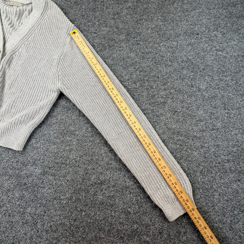 J.Crew Cotton Cashmere Blend Cropped V-Neck Cardigan Sweater Gray L - Picture 7 of 10